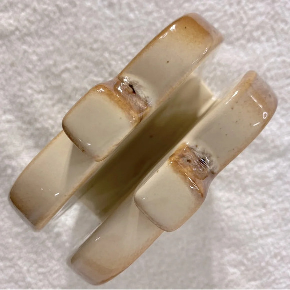 Vintage Pottery Art Ceramic Tan Brown Apple  Shaped Napkin Holder - Picture 10 of 13